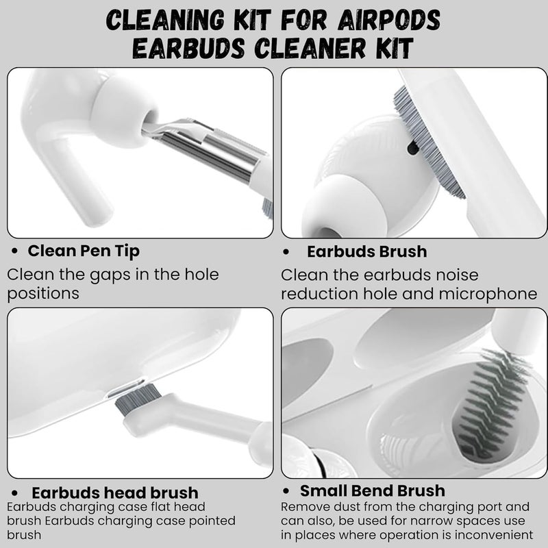 Ekoomar 32-in-1 Electronics Cleaning Kit - Keyboard, Phone, Computer & Laptop Cleaner Kit - Compatible for MacBook, AirPods & iPhone Charger Port Cleaning Tool - Tech Gadget Cleaner - White - Image 3